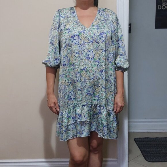 Max Studio Paisley Mini Dress Size L - Picture 1 of 2
